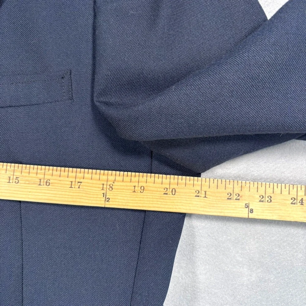 VTG Stafford Navy Blue Sport Coat Blazer Gold Crest Buttons 42R Ivy League
